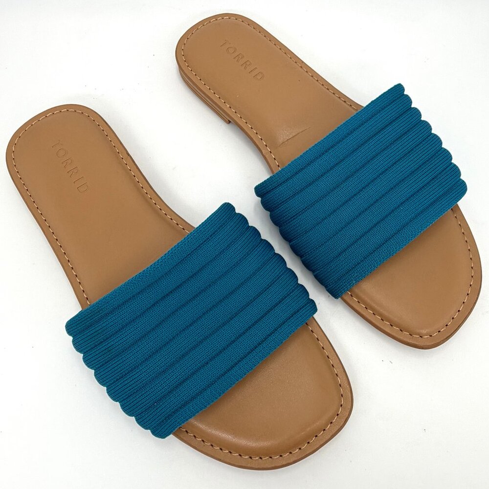 New Torrid Teal Blue & Tan Sandals - Size 8WW
